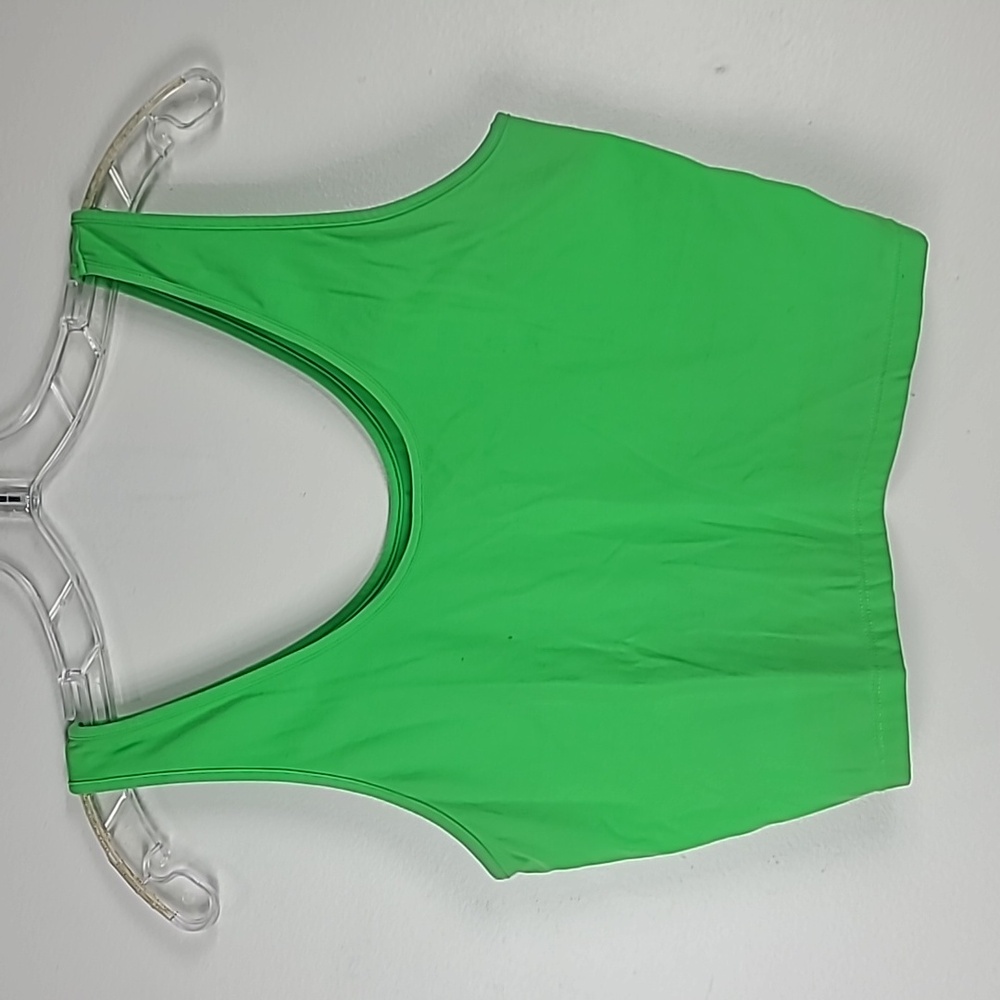 BuffBunny Collection Neon Margarita Green Scoop Neck Cropped Athletic Tank Top M
